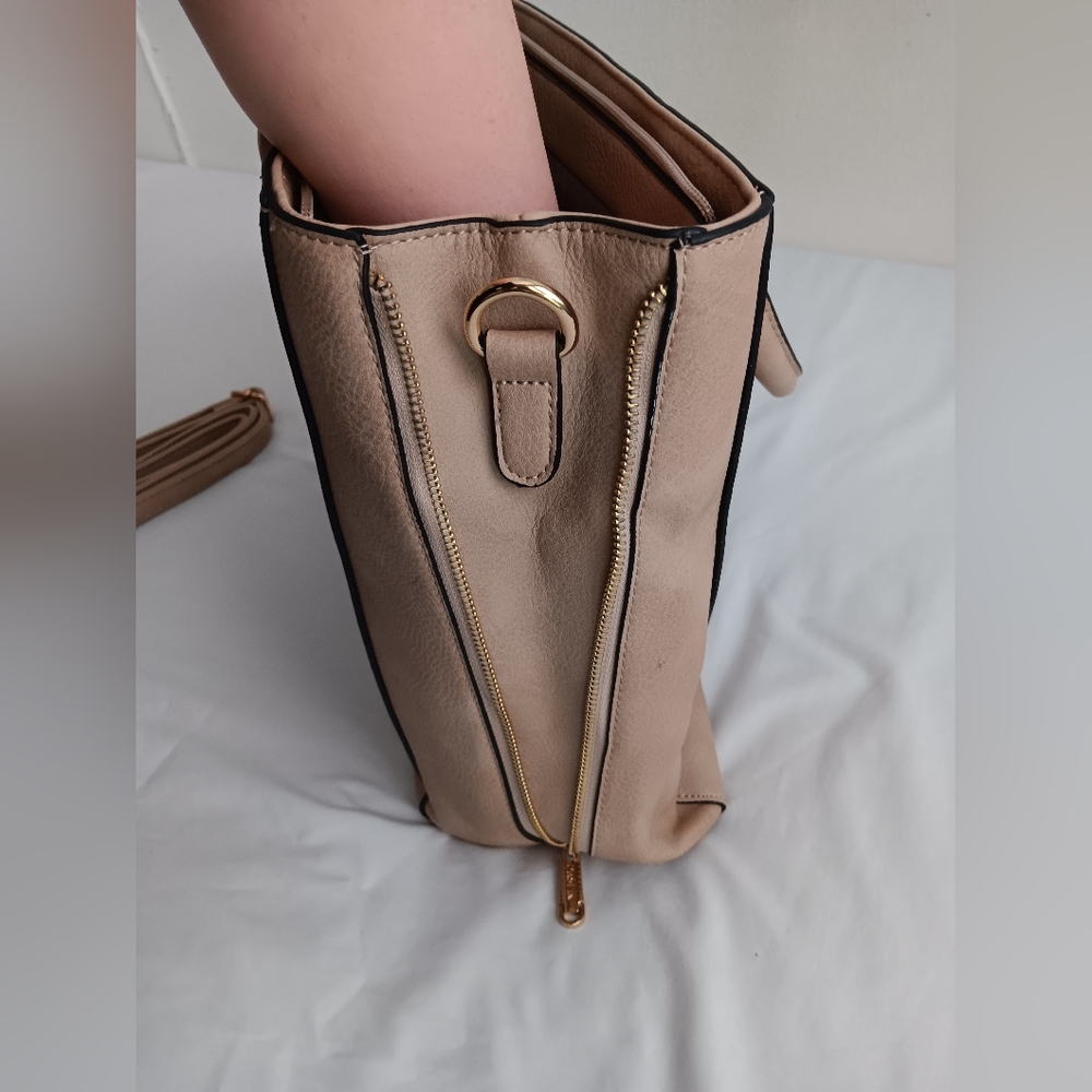 New Beige Nude Office School Laptop Computer Crossbody Handbag Purse Bag - Picture 10 of 14